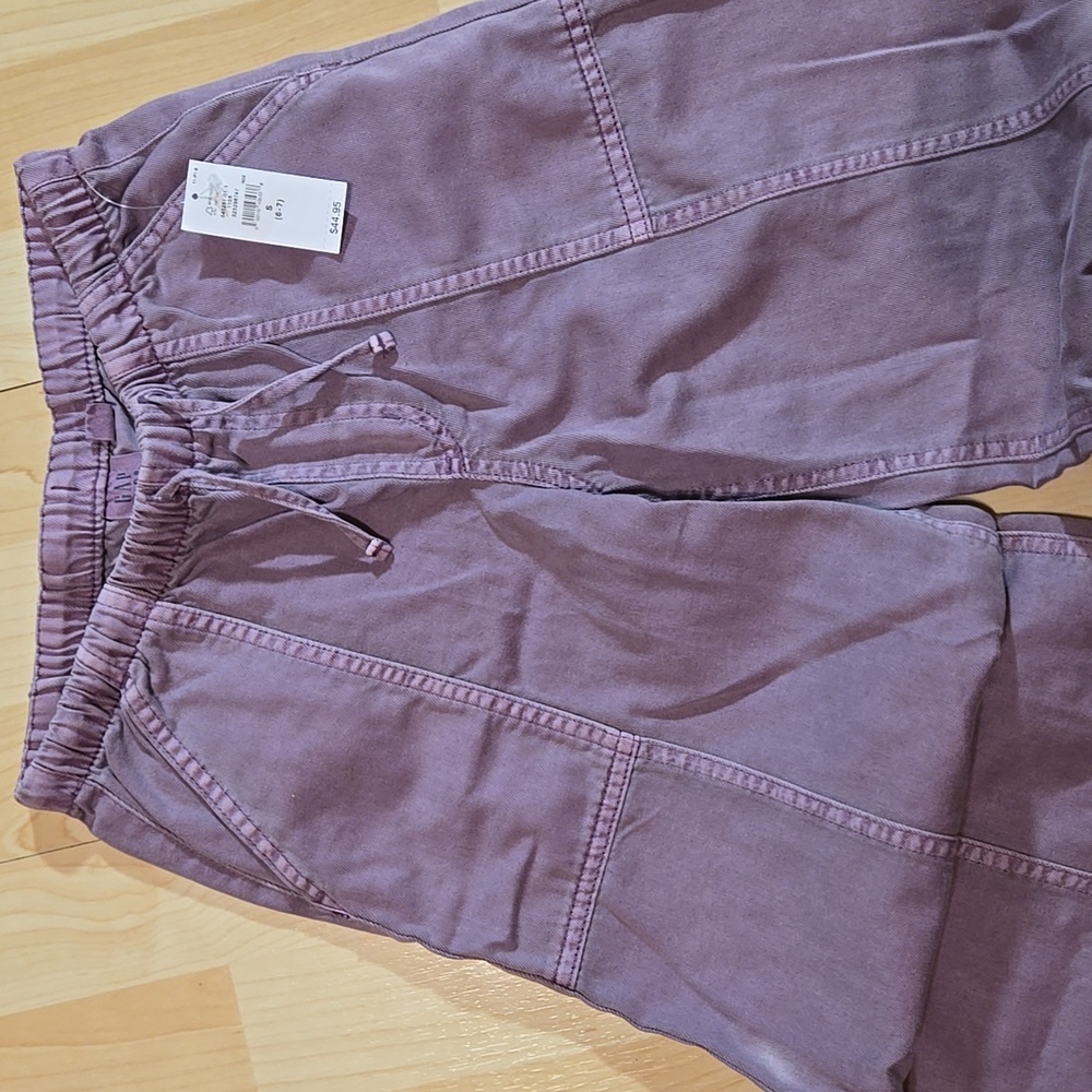 Gap Kids Purple Wide-Leg Twill Pants Drawstring Small 6-7 - Picture 5 of 12